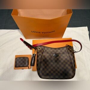 Authentic Louis Vuitton Brown Monogram Women's Crossbody Purse & Wallet Set